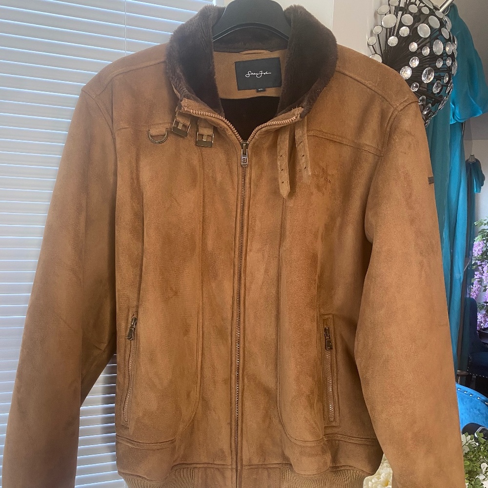 Vintage Sean John Suede Brown Men's Bomber Fur Lined Coat/Jacket Size XXL